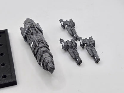 Painted Marathon Cruiser and 3x Paris frigates for Halo Fleet Battles